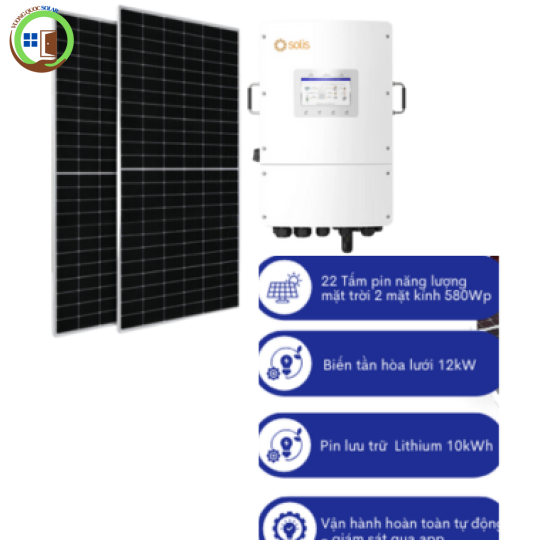 Hệ thống điện mặt trời Hybrid công suất 12,8kWp